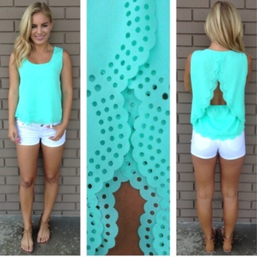 Scalloped open back shirt